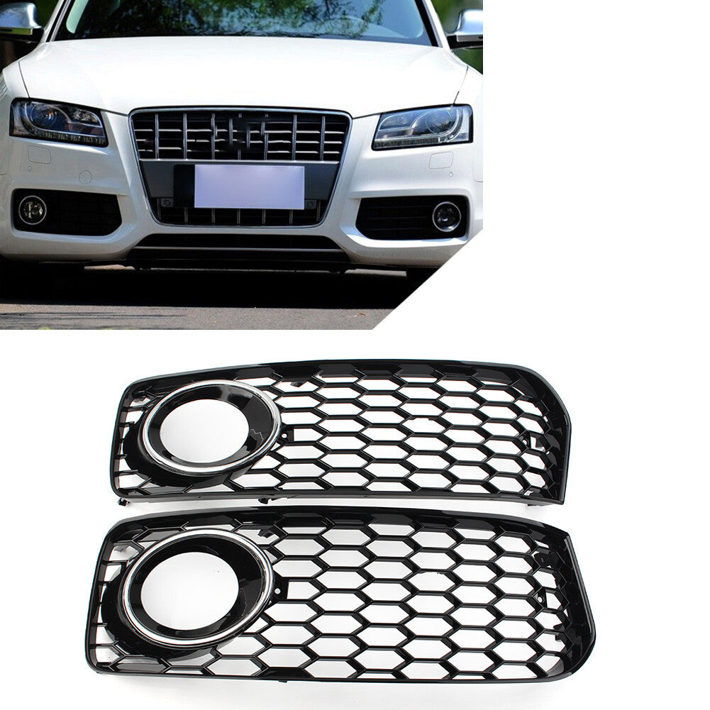 Honeycomb front bumper fog light grille protector suitable for Audi A5, S5, B8, and RS5. (08-12-)