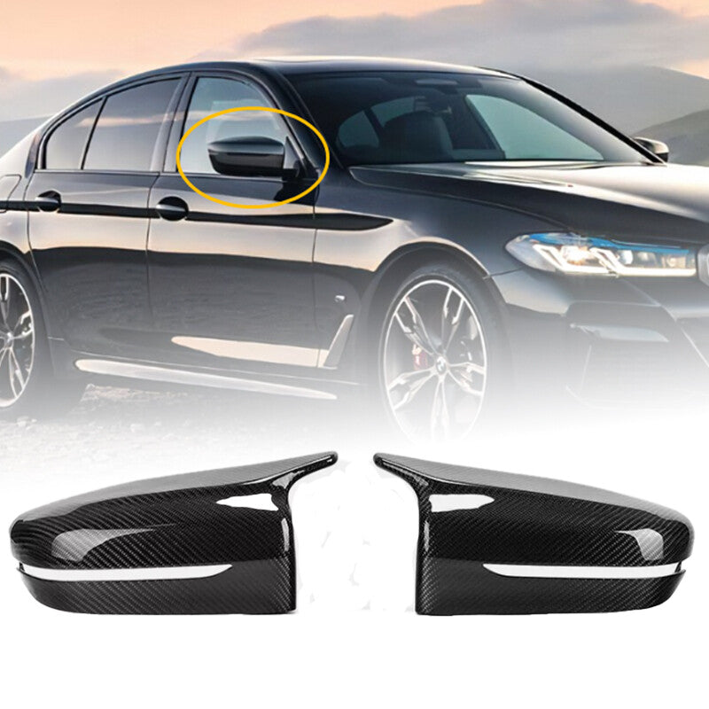 REAL CARBON FIBER SIDE MIRROR COVER CAPS FOR 17-22 for BMW G30 G20 G11 G12 M STYLE