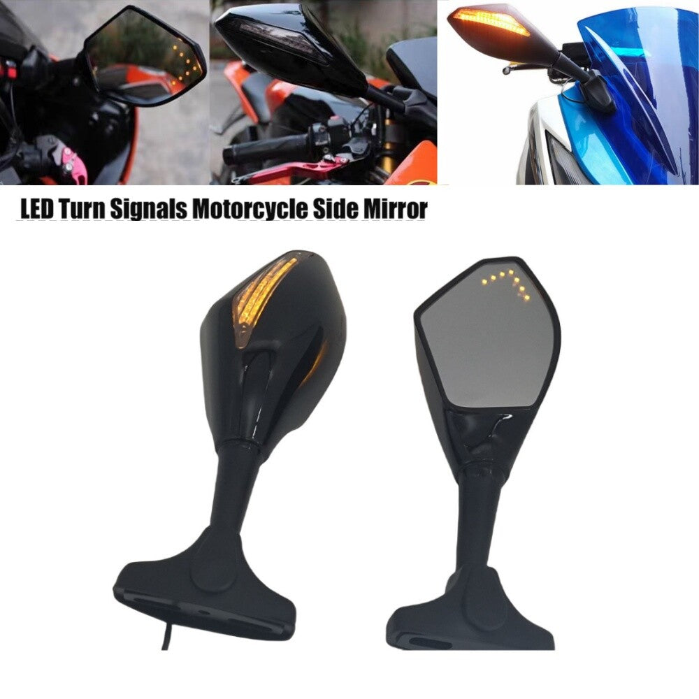 Motorcycle LED Turn Signal Light Rearview Mirrors for Yamaha for Honda for Suzuki YZF R6