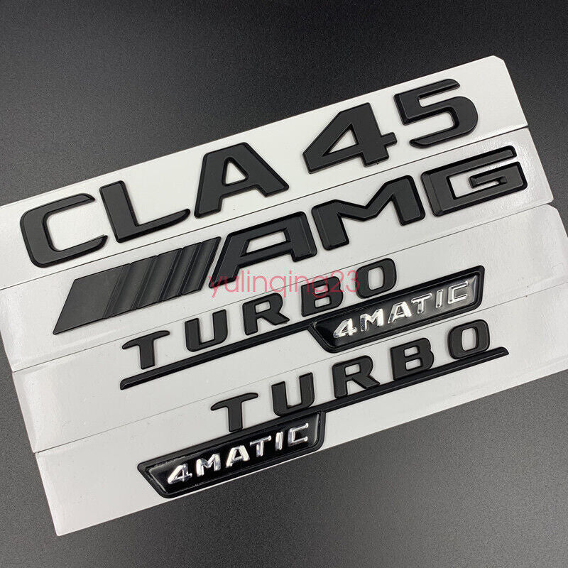Matte Black CLA45 AMG TURBO 4 MATIC Trunk Badge Sticker