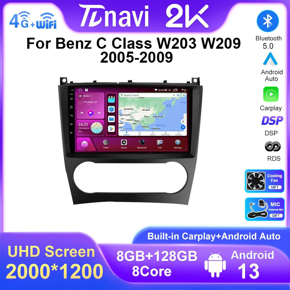 Auto Android Car Radio for Mercedes for Benz C klasa W203 C200 Multimedia Player GPS