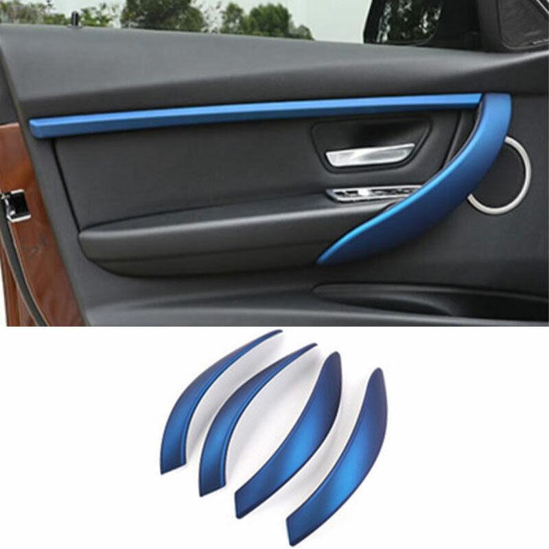 Interior Door Handle Cover Trim 4PCS for BMW 3 4 Series GT 2013-2019 ABS Blue