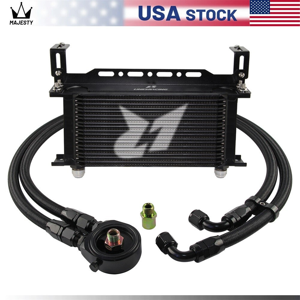 LR 19 Row AN10 Oil cooler w/Bracket+Filter Adapter Hose Kit 3/416  M201.5 BK