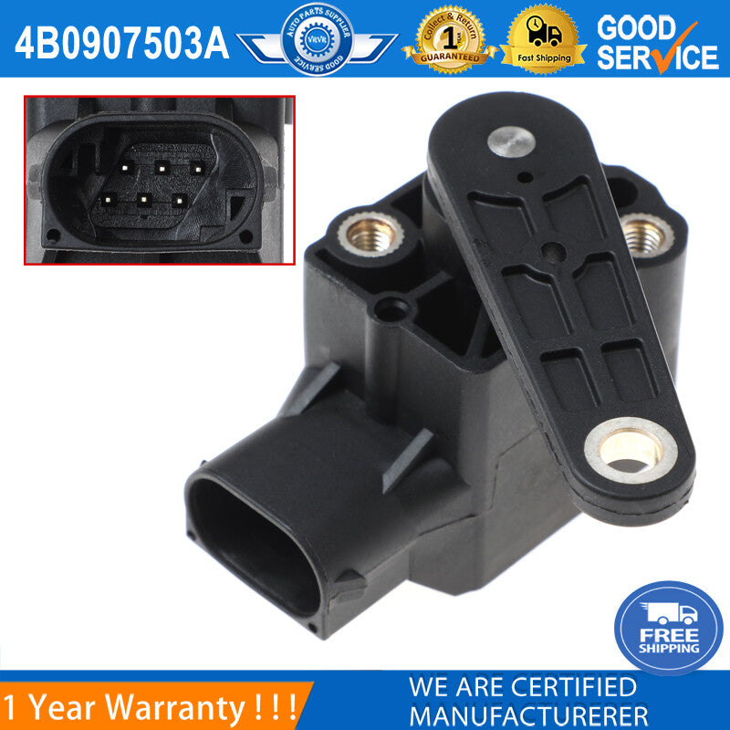 4B0907503A Headlight Level Sensor is suitable for Audi A4, B5, A6, C5, for A8 , TT, S4, S6, RS6, and for Volkswagen Beetle.
