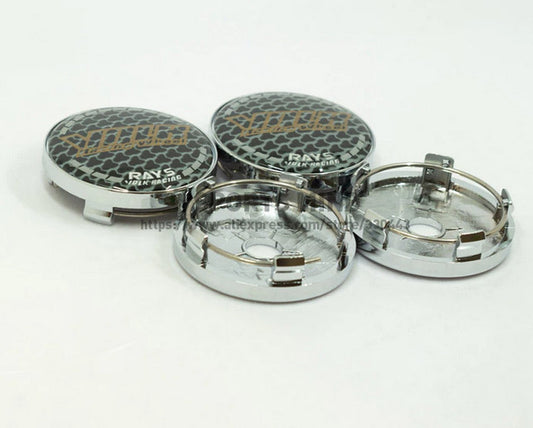 4x60mm Volk Racing Chrome Alloy Wheel Center Hub Cap Rim Cap Decal Logo TE37