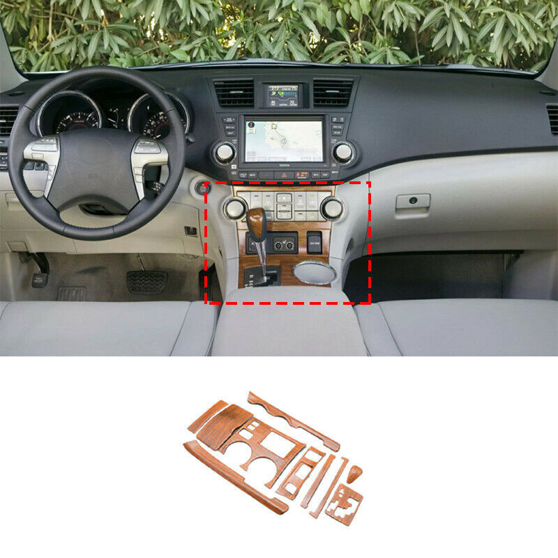 Wood Grain Central Console Gear Shift Panel Trim for Toyota Highlander 2008-2013