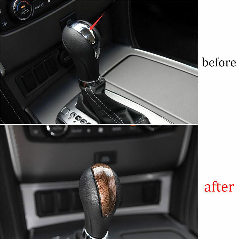 Gear Shift Knob Head Cover Trim 1PCS for Nissan Armada Y62 2017-2020 Wood Grain