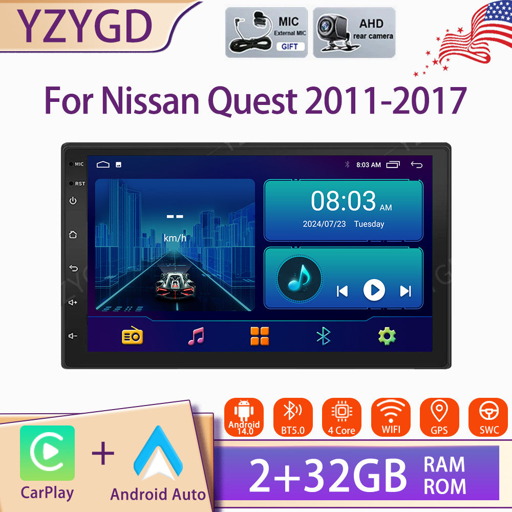 7 for Nissan Quest 2011-2017 Android 14 Apple Carplay Car Stereo Radio GPS WIFI