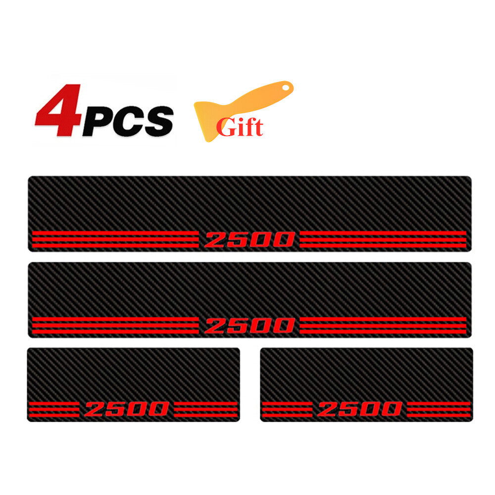 4x for Dodge for Ram 2500 Carbon Fiber Red Car Door Sill Scuff Plate Protector Cover