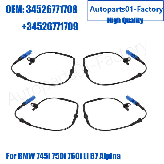 4PCS Front Rear L+R ABS Wheel Speed Sensor for BMW 745i 750i 760i LI B7 for Alpina