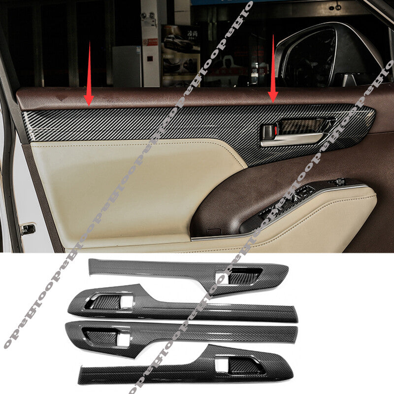 for Toyota Highlander 2020-2023 Carbon Fiber Inner Door bowl Molding Cover Trim