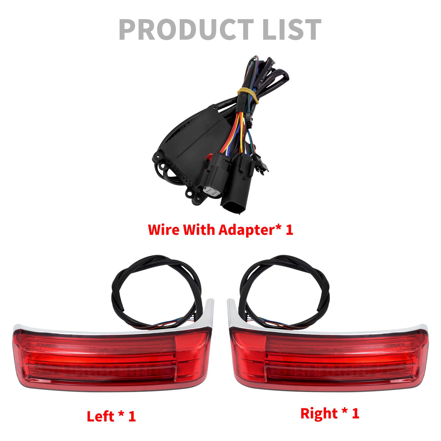 Saddlebag LED Turn Signal Brake Lights w/ Red Lens Fit for Harley Touring 14-23