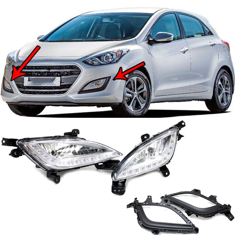 Pair of front bumper fog light covers for Hyundai for Elantra GT i30 2012 - 2016