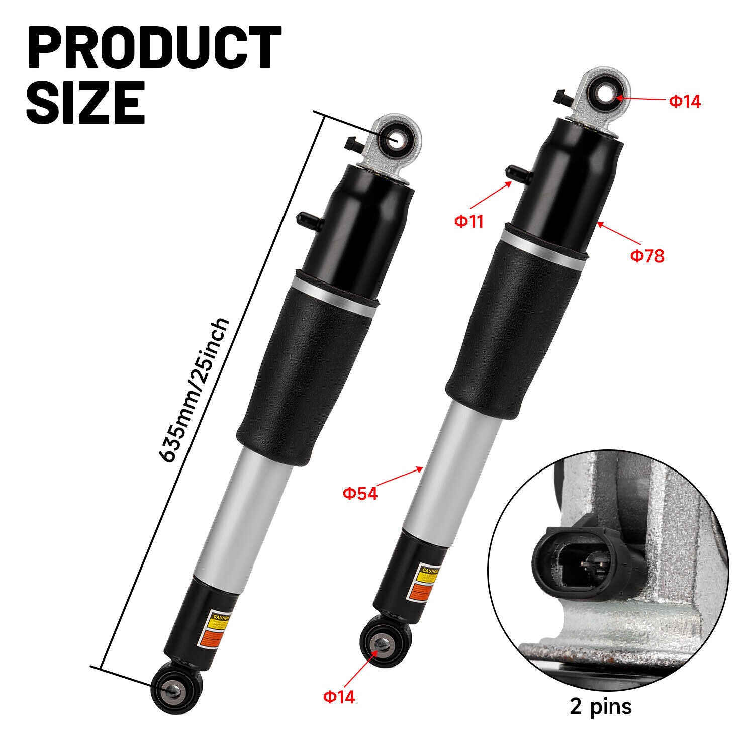 new pair of rear shock absorbers, left and right, suitable for Cadillac XT5 3.6L V6 2017-2019.