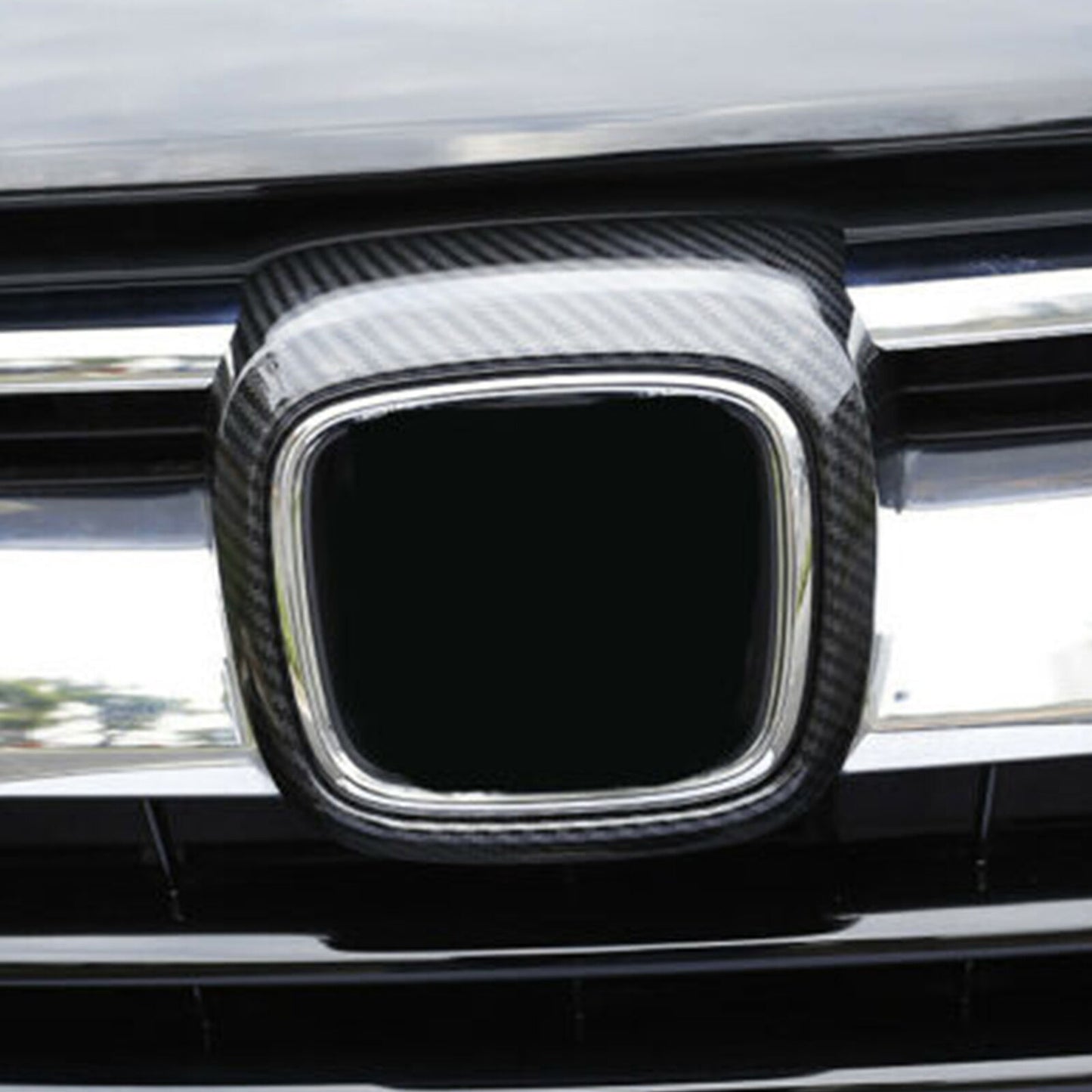 Carbon Fiber Front Grille Logo Frame Cover Trim ABS For 2017-2022 for Honda CRV CR-V