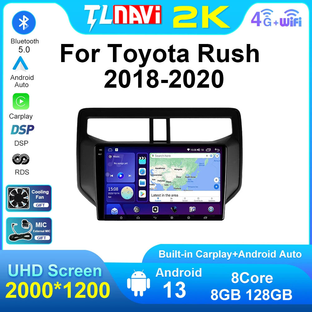 for Toyota Rush 2018-2020 Stereo CarPlay Car Radio Screen GPS Multimedia Player