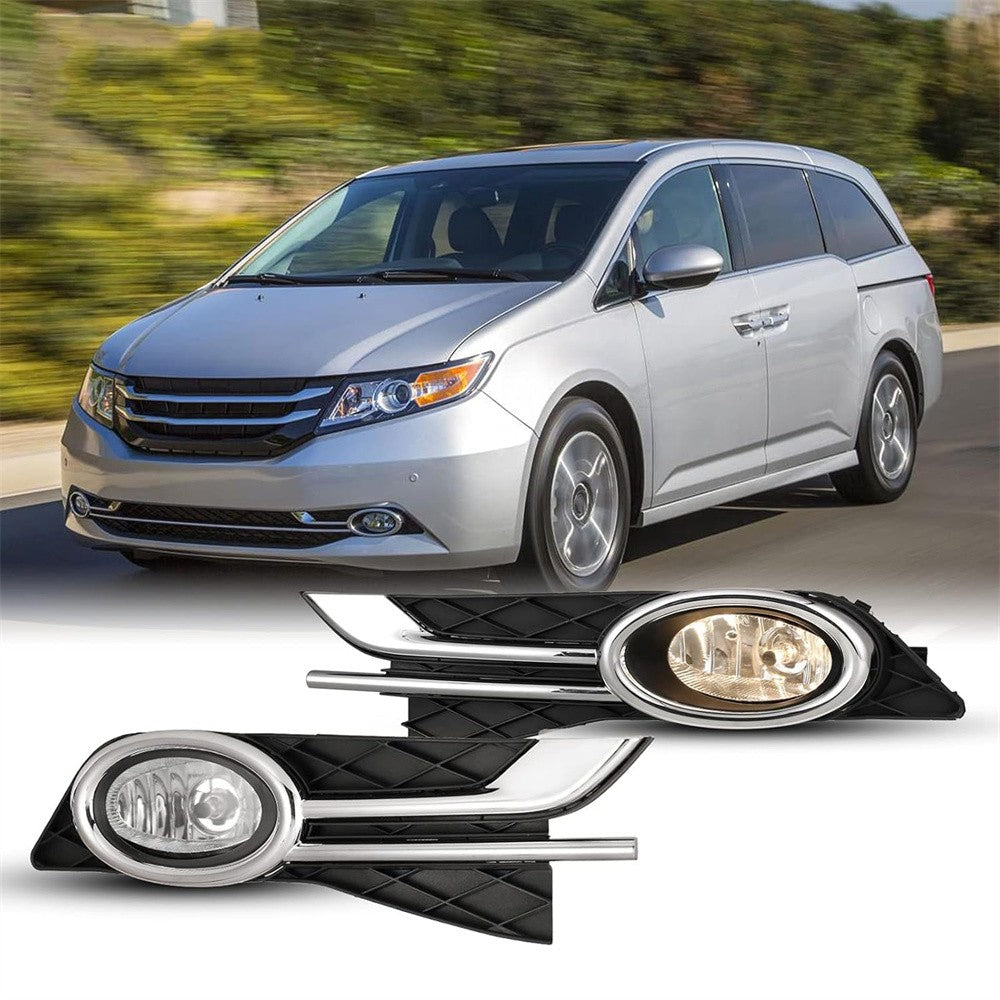 Left+Right Fog Lights For 2014-2017 for Honda Odyssey Clear Lens Lamps+Switch+Bezels