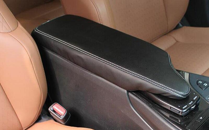 Protective cover for Lexus UX200 250h 2019-2024 black leather armrest box protective panel.