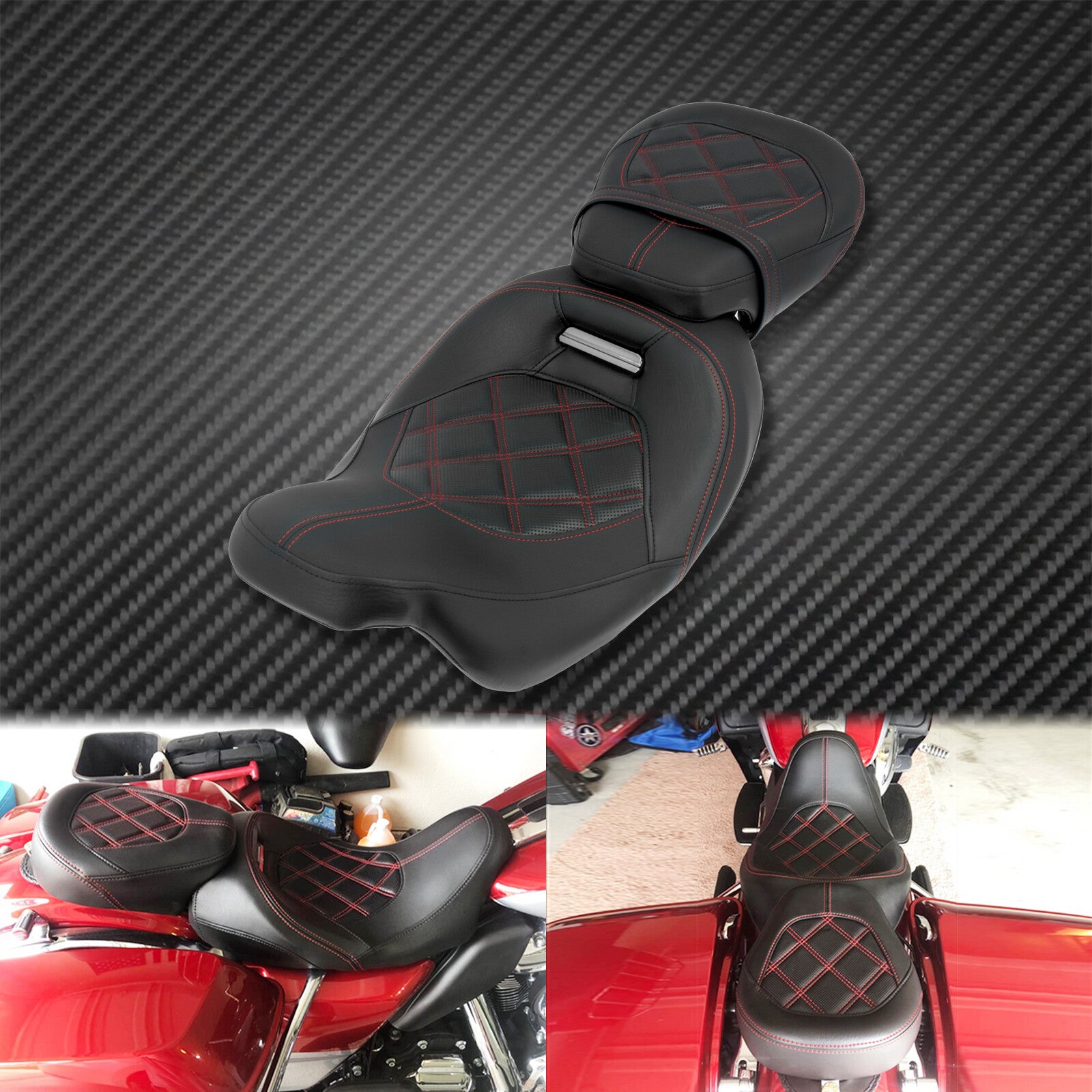Two Pieces Driver Passenger for Seat Fit for Harley Touring Road Glide 2009-2021