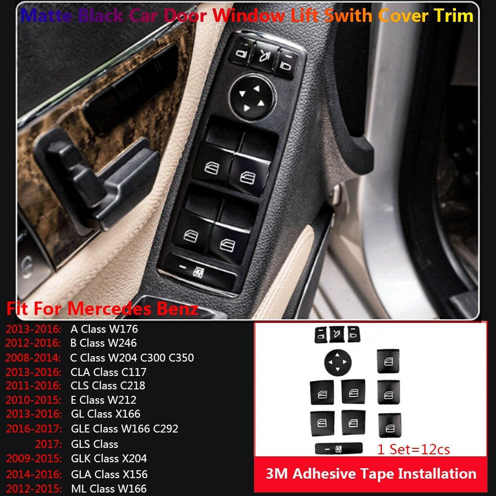 Black for Mercedes-Benz A B C E CLA CLS GL GLA GLK ML Window Lift Switch Cover