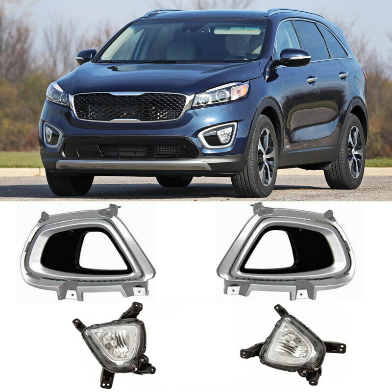 Pair For 2016-2018 for Kia Sorento Front Fog Lights Halogen Bezel LH RH