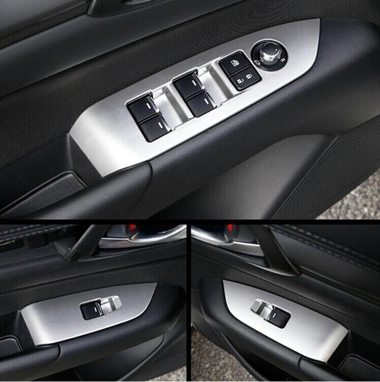 4X ABS Matte Silver Window Lift Switch Panel Cover Trim for Mazda CX-3 2016-2021