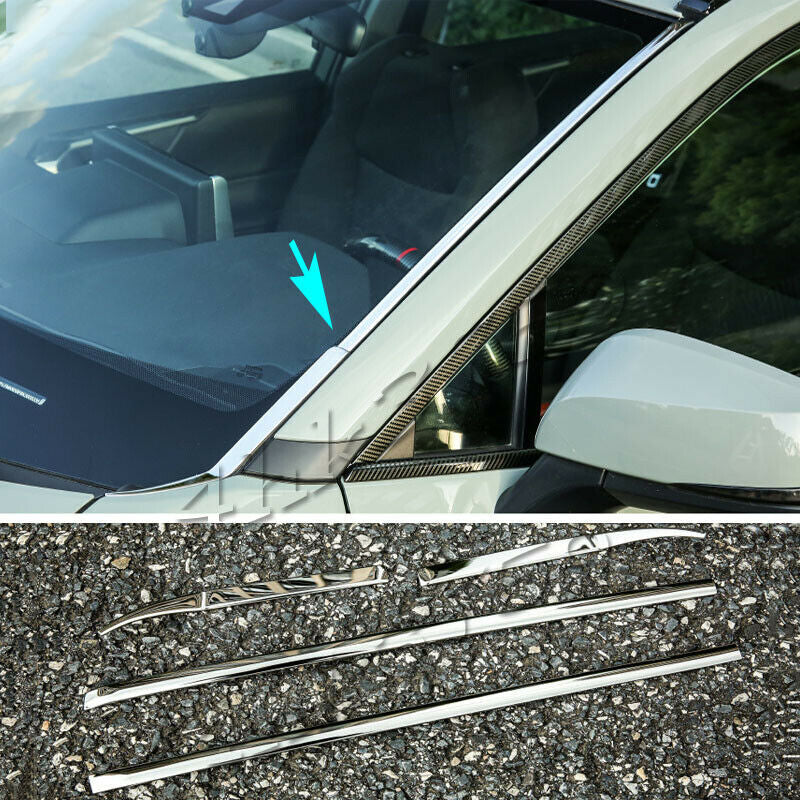4X Chrome Front Windshield Moulding Side Trim Strips for TOYOTA RAV4 2019-2022