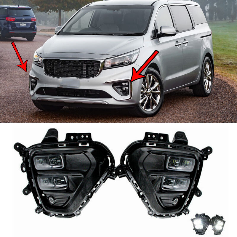 for Kia Carnival 2019 2020 1 Pair DRL LED Fog Lights Daytime Running Lamp