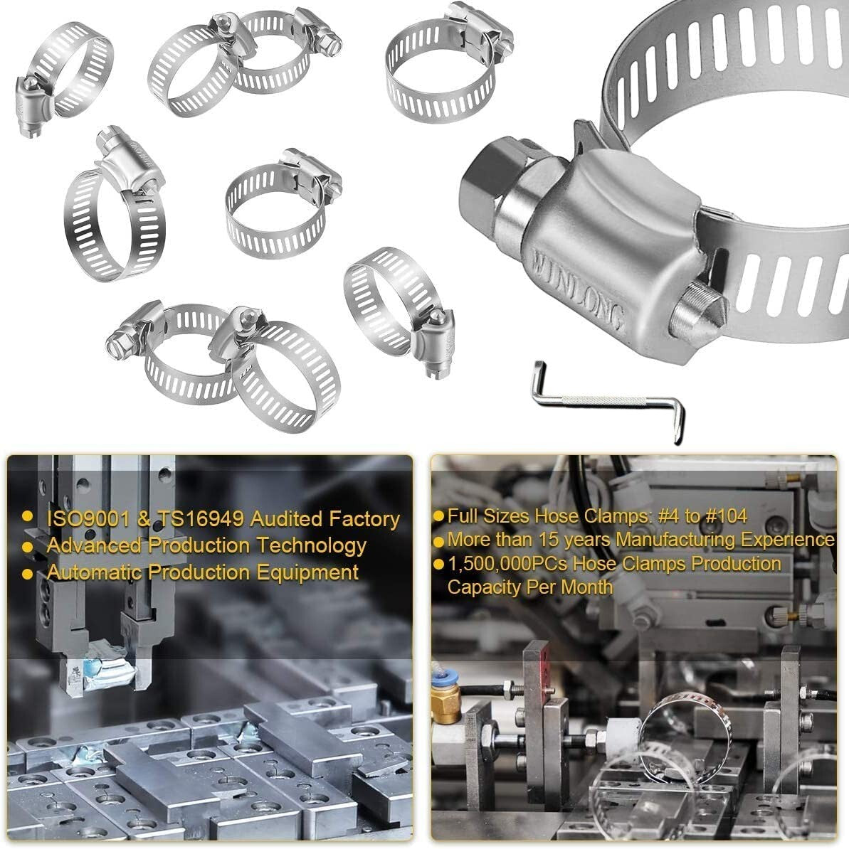 Hose clamps for 2-inch hoses, adjustable worm gear hose clamp sorting kit