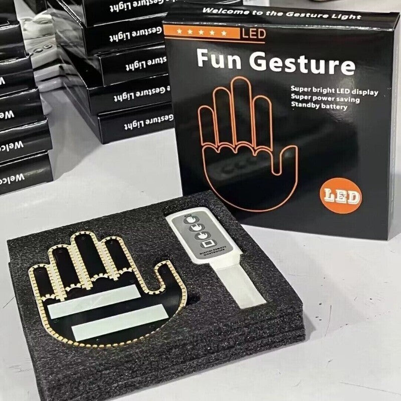 Finger gesture light with remote control LED car rear window sign light