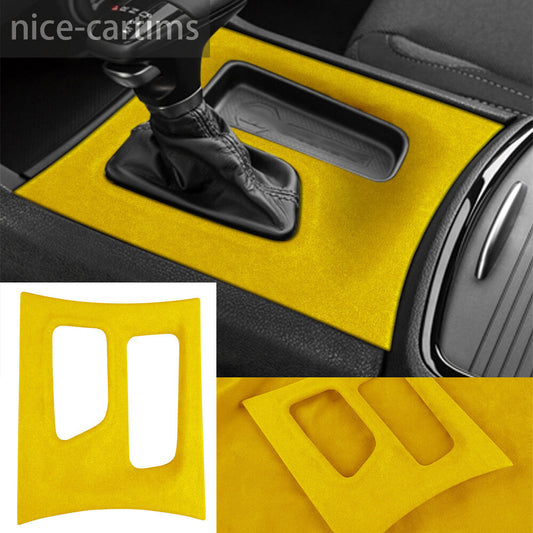 Suede Yellow Center Console Gear Shift Box Panel Cover for Dodge Charger 2015-22