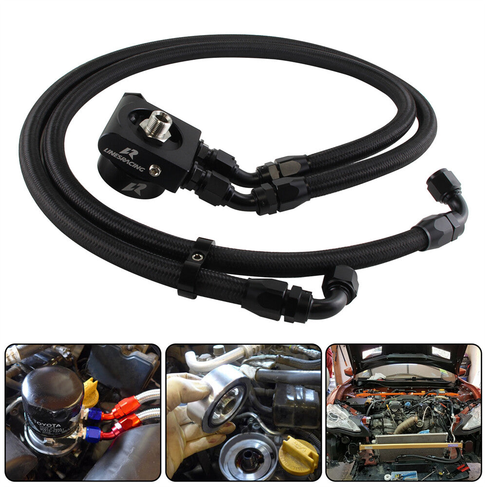 Oil Filter Sandwich Adapter with Hose Kit for Subaru BRZ for Scion -S GT86 FT86 BK