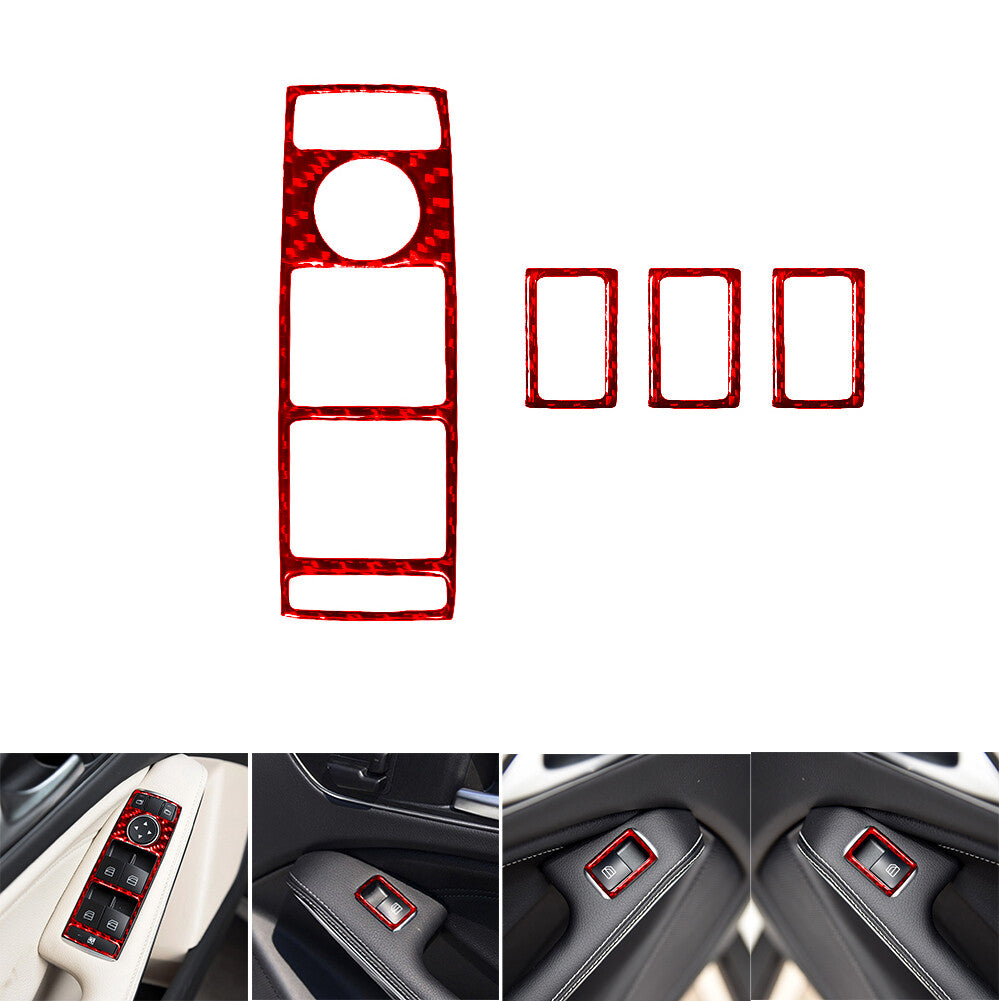 35Pcs Red Carbon Fiber Full Cover Trim Kit for Mercedes Benz CLA-Class 2014-2018