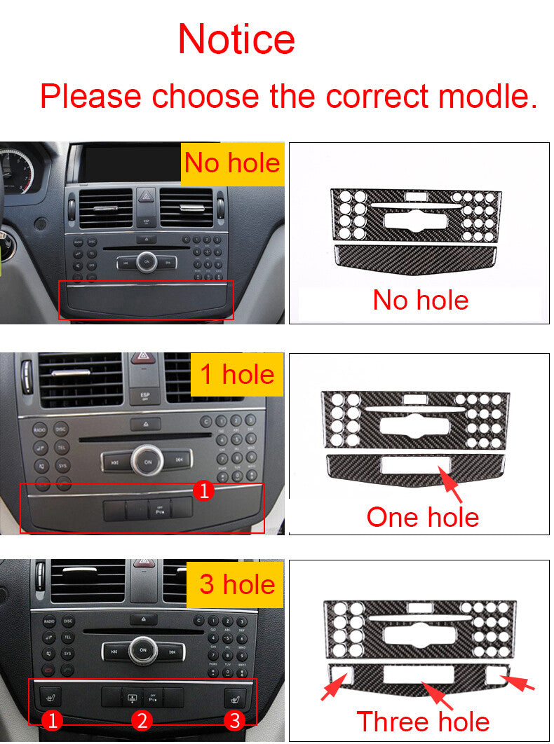 Central Control CD Panel Trim for Mercedes-Benz C Class W204 2007-10Carbon Fiber