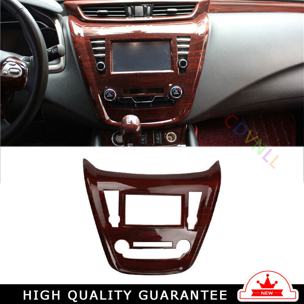 Central Console Navigation Frame Trim for Nissan Murano 2015-2021 Red Wood Grain