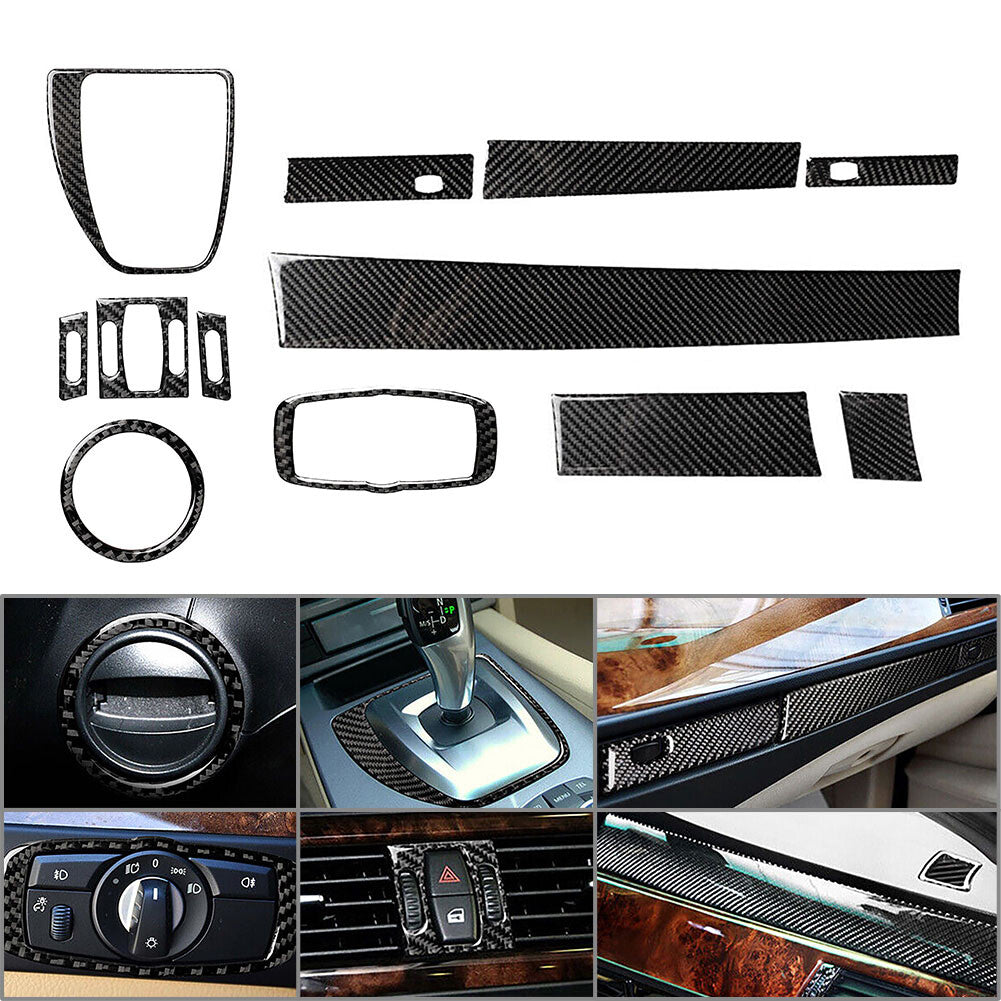 LHD Carbon Fiber Black Interior Decorative Cover Trim for BMW 5 Series E60 04-10