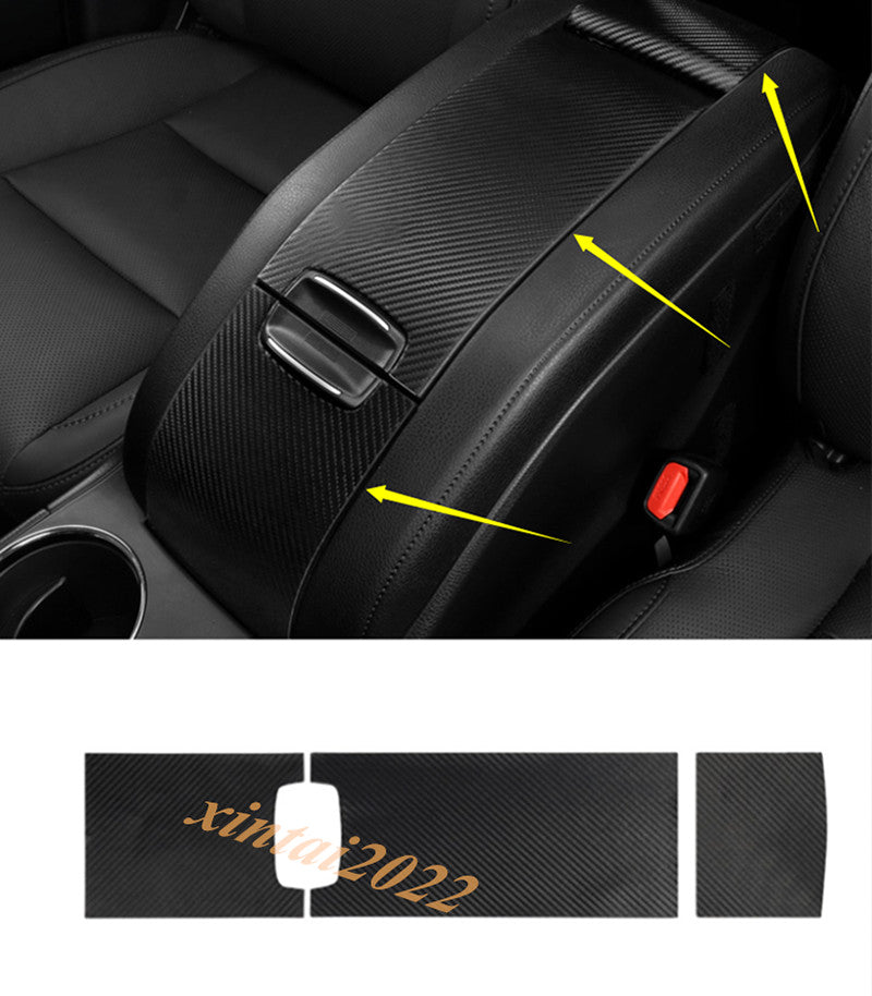 3P Carbon Fiber Leather Armrest Box Sticker Trim for Toyota Highlander 2014-2019
