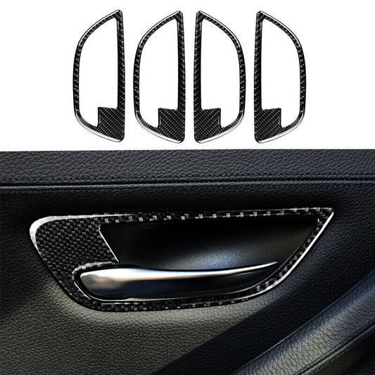 Carbon Fiber Car Door Handle Cover Trim Door Bowl for BMW 5 Series F10 2011-2017