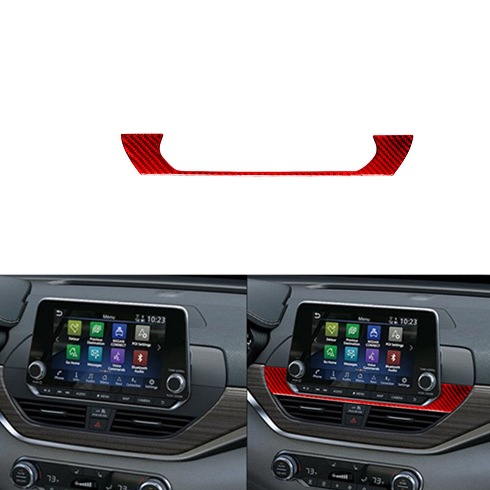 Red Carbon Fiber LCD Screen Below Frame Cover Trim for Nissan Altima 2019-2022