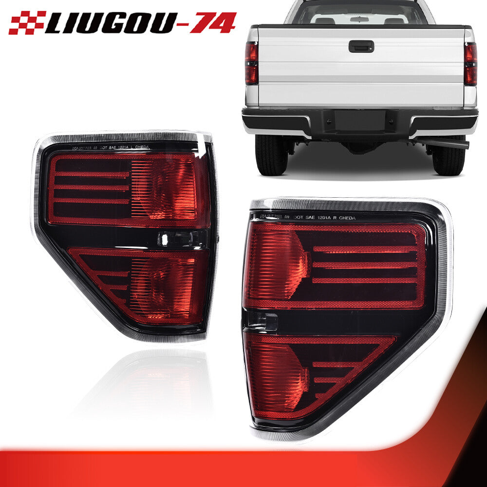 Taillights, brake lights, and smoked headlights suitable for 09-14 for Ford F-150/pickup trucks.