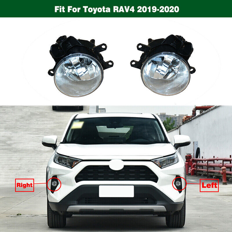 1Pair Clear Lens Front Bumper Fog Light Driving Lamps for Toyota RAV4 2019-2020