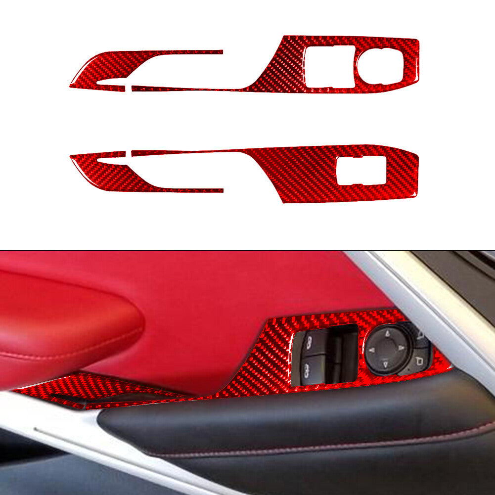 4Pcs Carbon Fiber Window Lift Panel Switch Cover Trim for Chevrolet Camaro 16-18