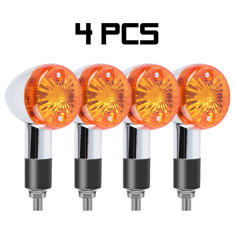 4pcs Motorcycle Sidemarker Turn Signals Lights Yellow 12V 10mm Universal Chrome