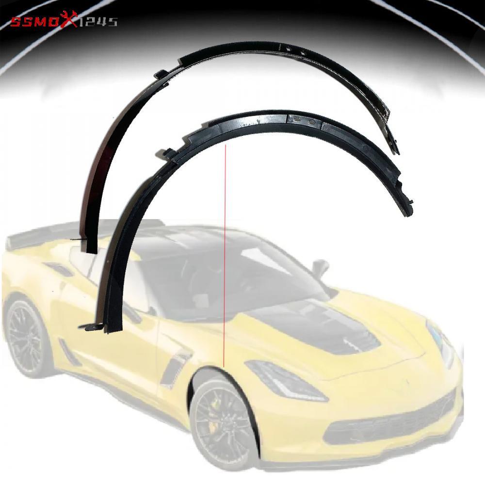 for Corvette C7 2014-2019 1 Pair Glossy Black Front Wheel Trim Fender Flares Kit