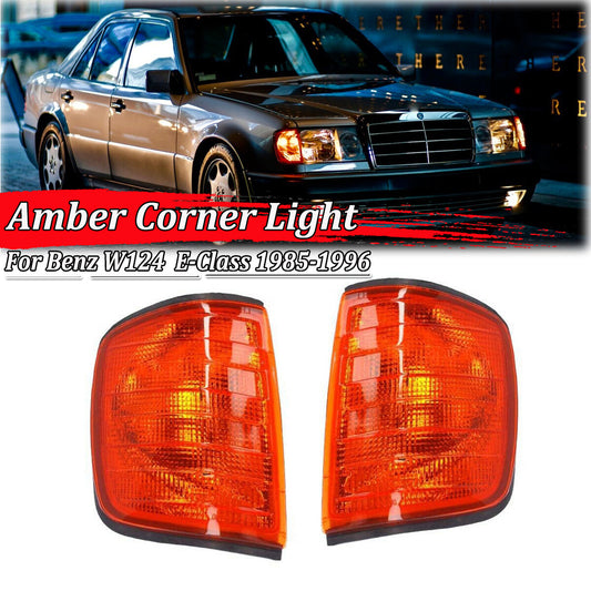 A pair of amber corner turn signals (L+R) are applicable to 1985-1995 for Mercedes-Benz E-Class W124 models.