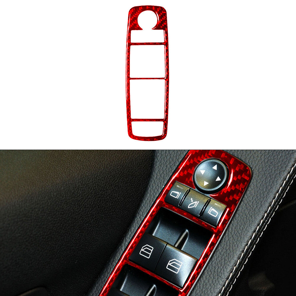 Red for Mercedes R-Class 2009-2012 Door Window Regulator Trim Cover Carbon Fiber