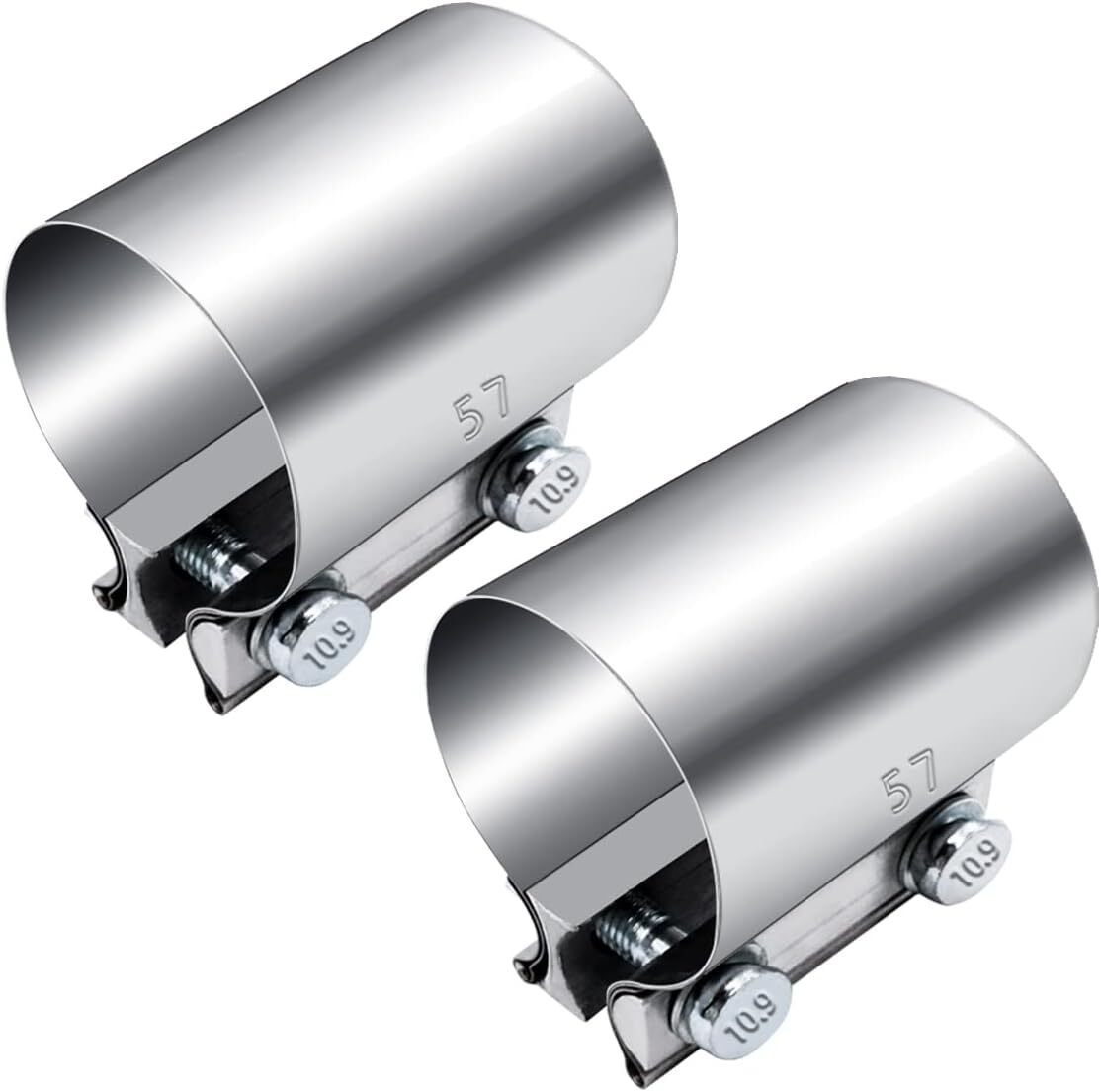 2-Pack 2-inch Butt Fittings Stainless Steel Clips with Exhaust/Muffler Clips and Hose ( )