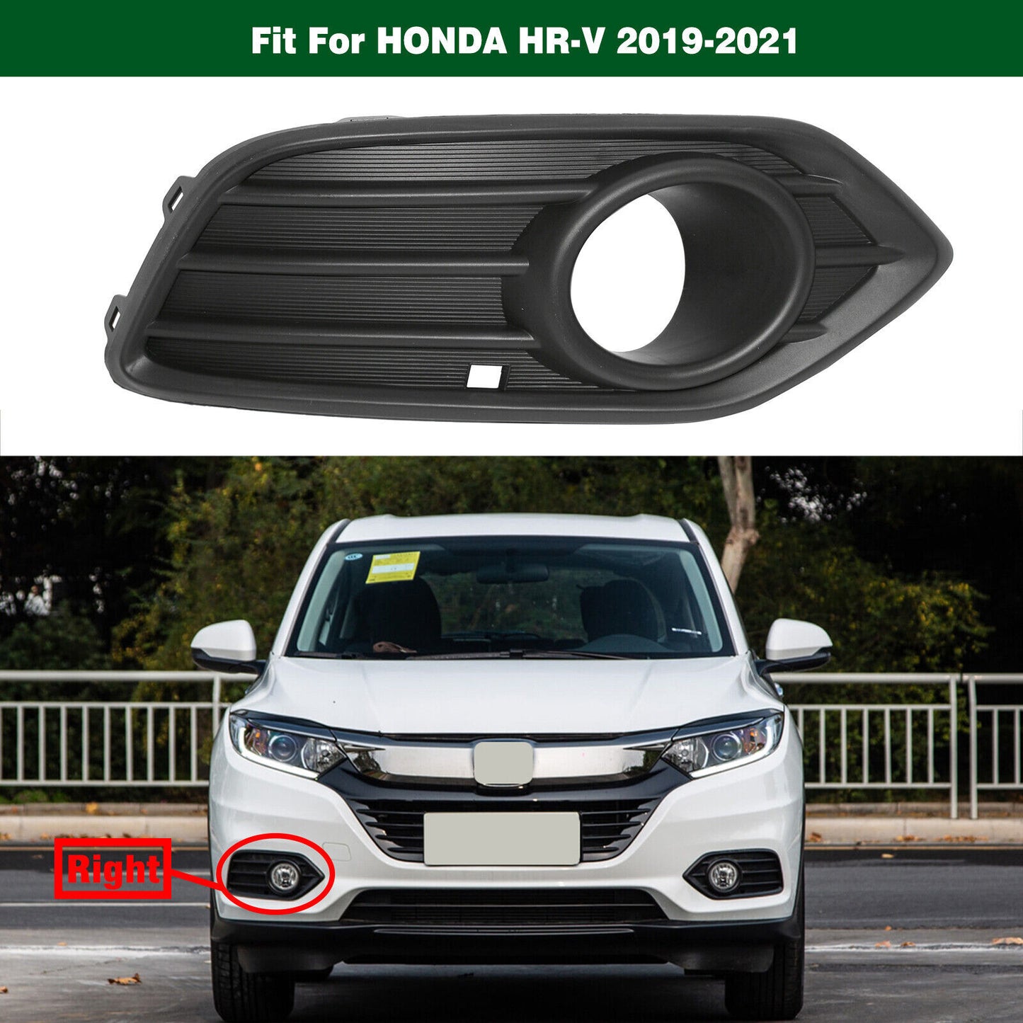 Front Fog Light Lamp Trim Cover Grille Bezel Right Fit for HONDA HR-V 2019-2021