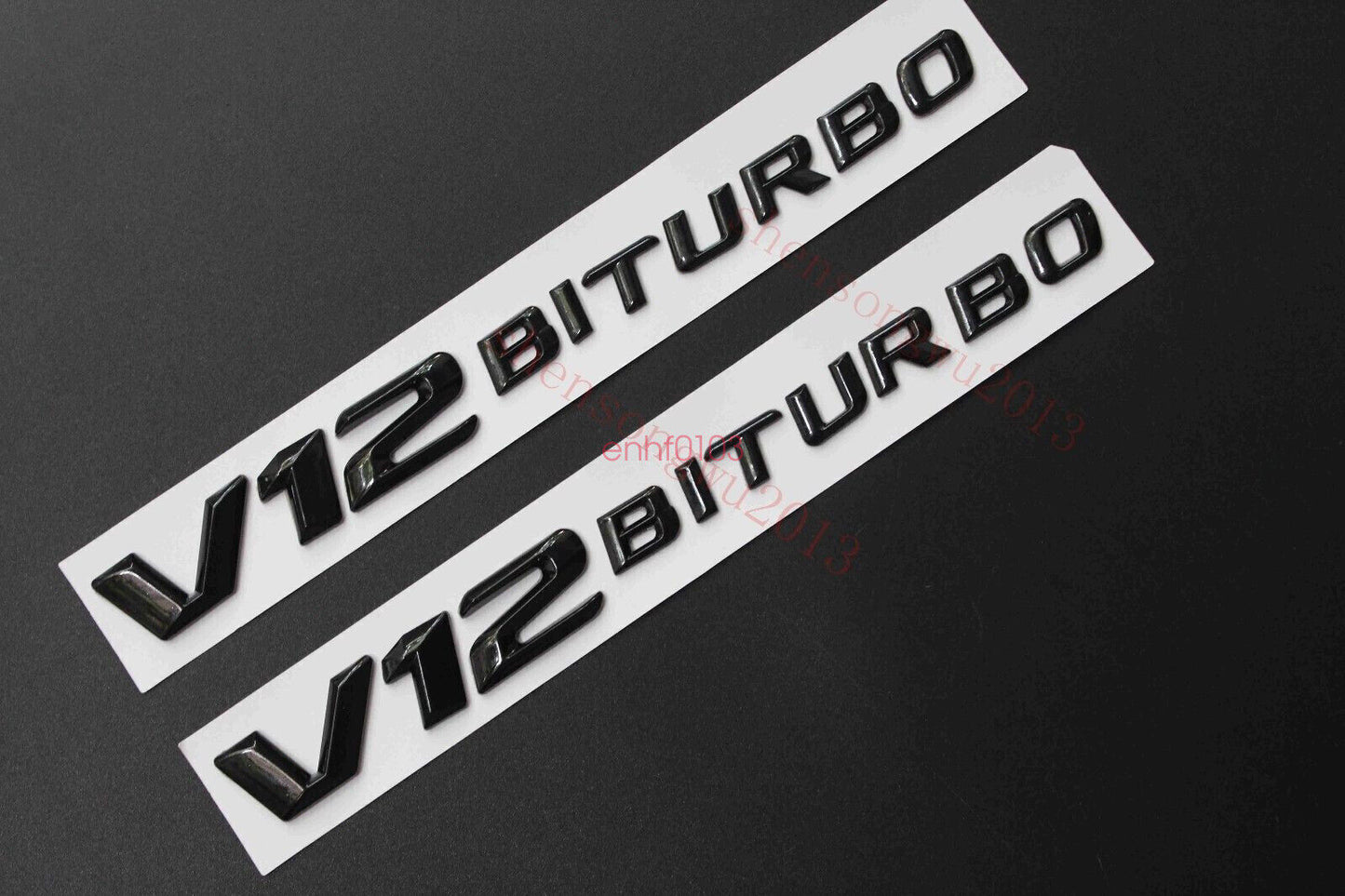 2x Black V12 BITURBO Number Letters Side Emblem Badge Sticker NEW