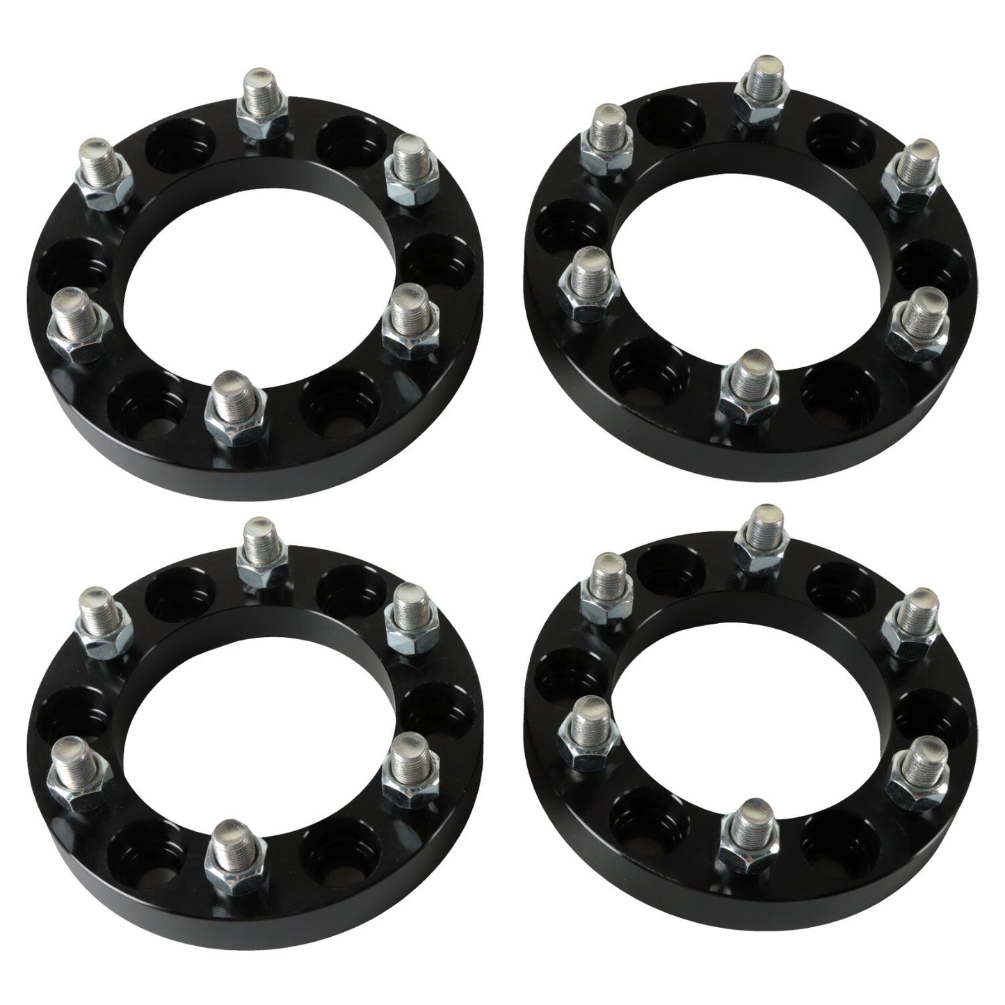 4PCS 1inch 6x5.5, 14x1.5 Studs 108mm Hub Bore Wheel Spacers without lip hub Black